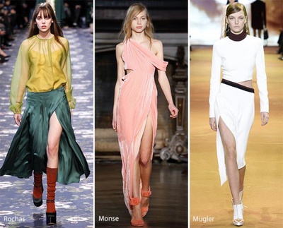 модные тенденции осень 2016, длинные юбки с разрезом до бедра